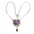 Naszyjnik naturalny 30.04ct ametyst kwarc szafiry