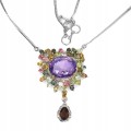 Naszyjnik naturalny 30.04ct ametyst kwarc szafiry