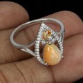 Srebrny pierścionek r 19.5 ognisty opal szafir
