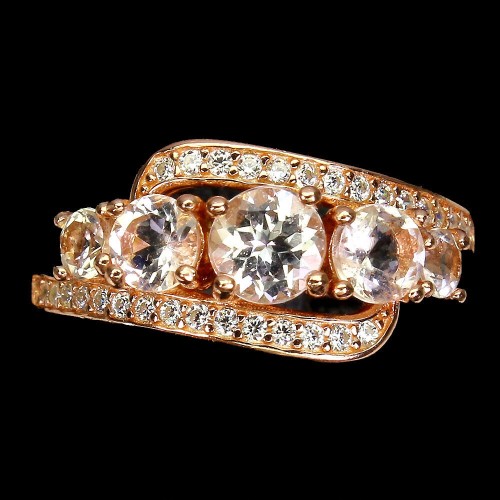 Pierścionek srebrny naturalne morganity 925 r 14.5