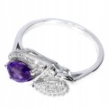 925 Pierścionek ametyst cyrkonie r 19 srebro
