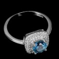 925 Srebrny pierścionek r 14.5 topaz London Blue