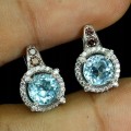 925 Kolczyki natural topazy sky blue cyrkonie 2