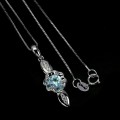 Naturalny sky blue topaz 925 naszyjnik delikatny