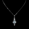 Naturalny sky blue topaz 925 naszyjnik delikatny