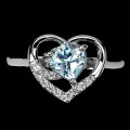 Srebrny pierścionek r 17 topaz sky cyrkonie serce