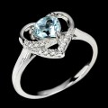 Srebrny pierścionek r 17 topaz sky cyrkonie serce