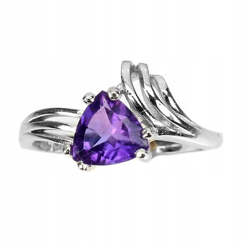 925 Pierścionek delikatny naturalny ametyst r 17