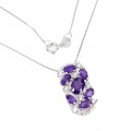 Srebrny naszyjnik naturalne ametysty cyrkonie 24