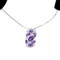 Srebrny naszyjnik naturalne ametysty cyrkonie 24