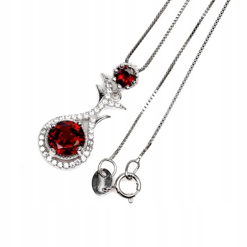 925 Piękny naszyjnik naturalne granaty cyrkonie