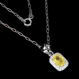 Naszyjnik cyrkonie żółty szafir natural delikatny