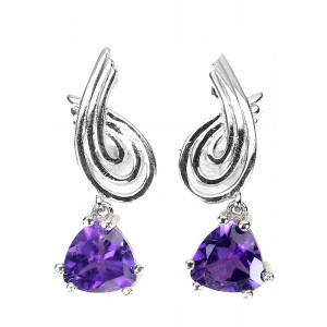 Delikatne srebrne kolczyki naturalne ametysty 2