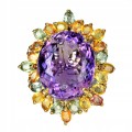 925 Pierścionek r 18 22.42ct ametyst szafir Songea