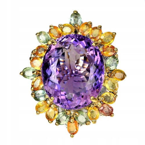 925 Pierścionek r 18 22.42ct ametyst szafir Songea