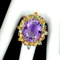 925 Pierścionek r 18 22.42ct ametyst szafir Songea