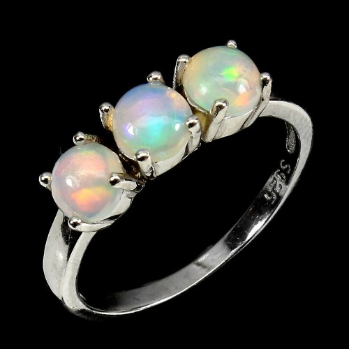 Srebro delikatny pierścionek opale ogniste r 14