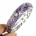 Srebrna 925 bransoletka naturalne ametysty granaty