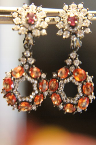 925 Kolczyki srebrne szafiry cyrkonie 2