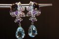 Kolczyki kwarc dymny topazy sky blue rodolity 2
