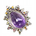 Broszka naturalny 29.12ct ametyst turmaliny szafir