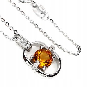 Naszyjnik delikatny naturalny cytryn cyrkonie 925