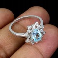 Pierścionek r 19 srebro Sky Blue Topaz cyrkonie