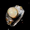 Artystyczny pierścionek opal ognisty cyrkonie r 11