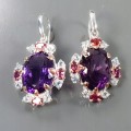 Artystyczne kolczyki AAA 40ct ametysty granaty 2