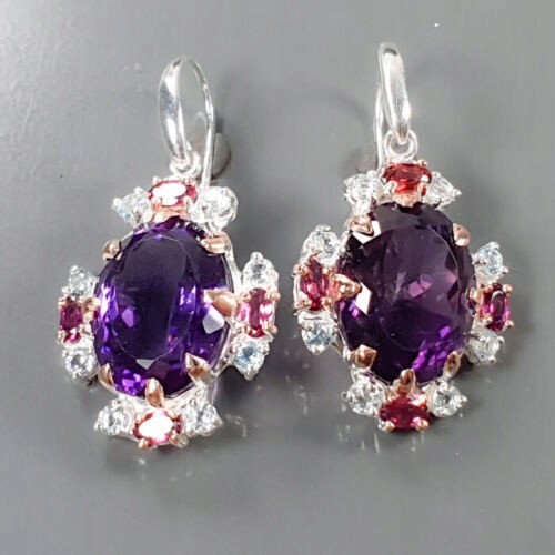 Artystyczne kolczyki AAA 40ct ametysty granaty 2