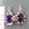 Artystyczne kolczyki AAA 40ct ametysty granaty 2