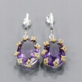 Artystyczne kolczyki 50ct ametysty topazy 925 2