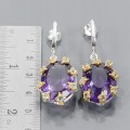 Artystyczne kolczyki 50ct ametysty topazy 925 2