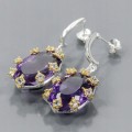 Artystyczne kolczyki 50ct ametysty topazy 925 2