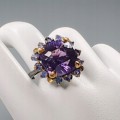 Artystyczny pierścionek 22ct ametyst iolity r 17