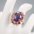 Artystyczny pierścionek ametyst cytryn granat r 16