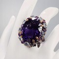 Pierścionek 43.50ct ametysty r. 19 certyfikat