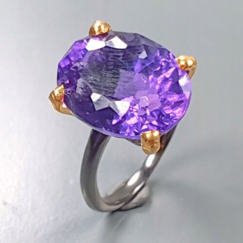 Artystyczny pierścionek AAAA 22ct ametyst r 14