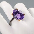 Artystyczny pierścionek AAAA 22ct ametyst r 14