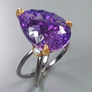 Artystyczny pierścionek AAAA 22ct ametyst r 19.5