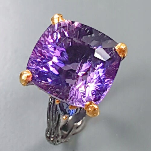 Artystyczny pierścionek AAA 17ct ametyst r 15