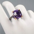 Artystyczny pierścionek AAA 17ct ametyst r 15