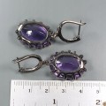 925 Artystyczne srebrne kolczyki 60ct ametysty 2