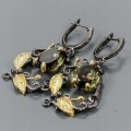 Artystyczne kolczyki kwarc cytrynowy 925 srebro 2