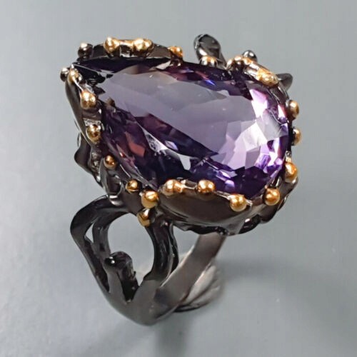 Artystyczny pierścionek natural AAA ametyst r 17.5