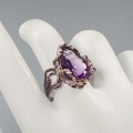 Artystyczny pierścionek natural AAA ametyst r 17.5
