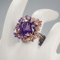 Artystyczny pierścionek naturalne ametysty r 17.5