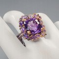 Artystyczny pierścionek naturalne ametysty r 17.5