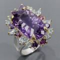 Artystyczny pierścionek 19ct ametyst topazy r 17