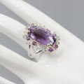 Artystyczny pierścionek 19ct ametyst topazy r 17